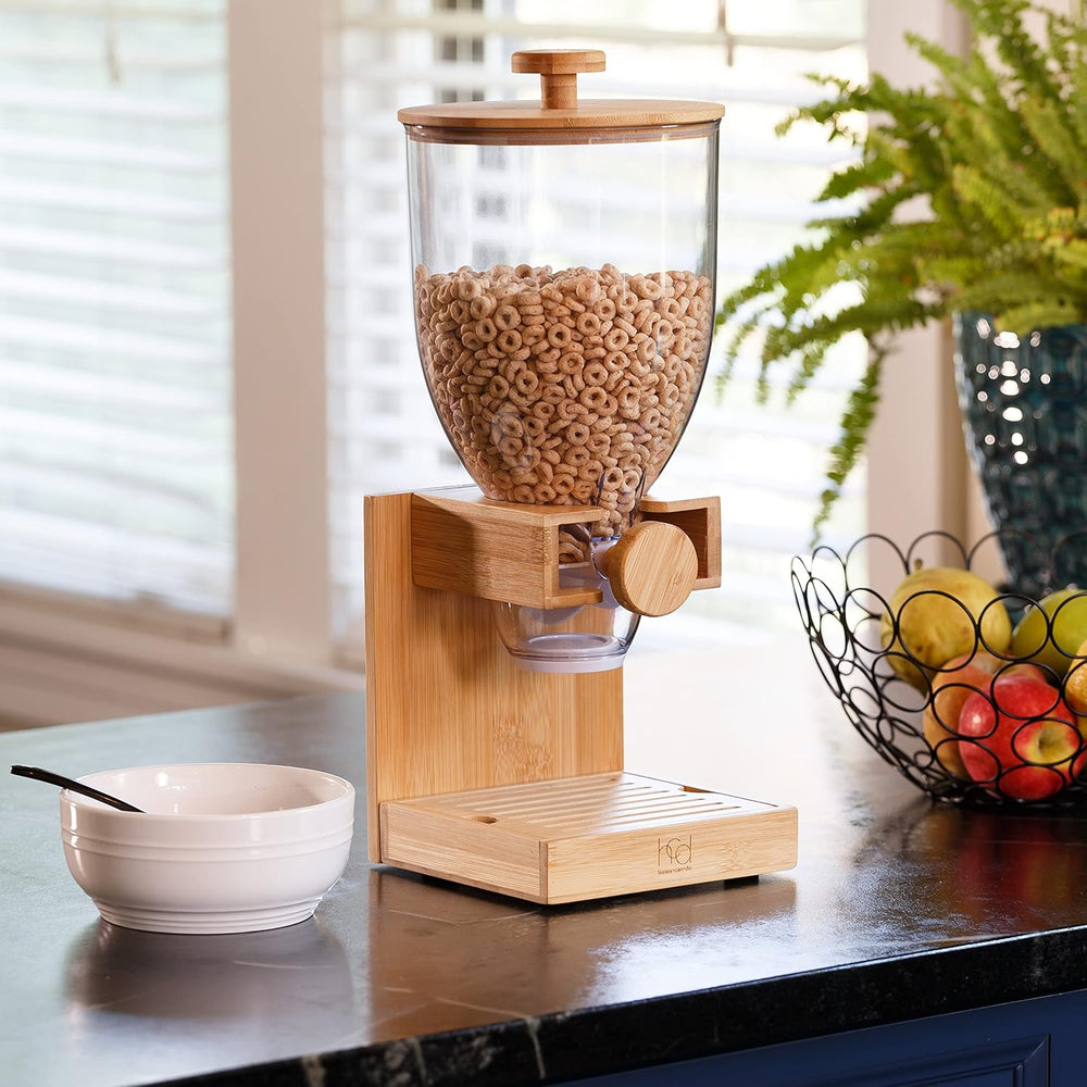 ZevrO Honey-Can-Do Bamboo Cereal Dispenser with Airtight Lid – Countertop Dry...