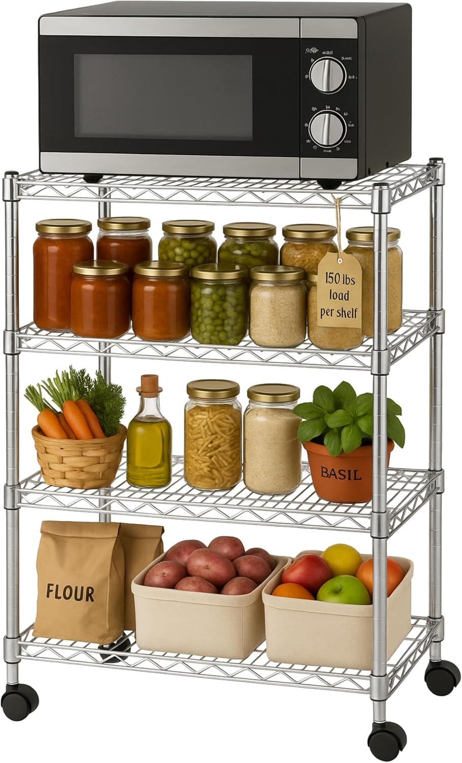 Heavy Duty 4 Tier Wire Shelving Unit Storage Rack, Metal Shelves Utility Orga...