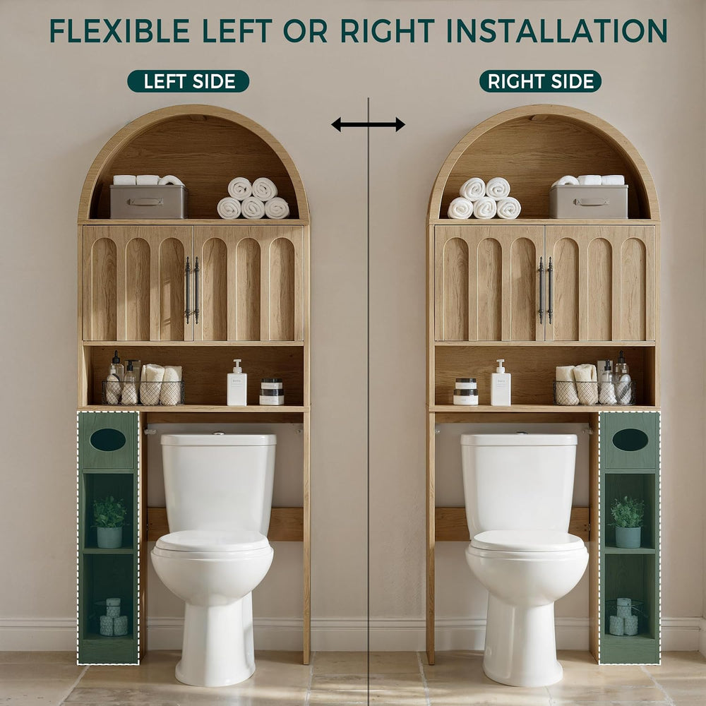 Evermagin Over the Toilet Storage Cabinet, 76" H Arched Bathroom Organizer