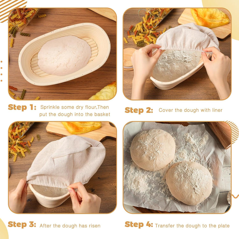 Gejoy 12 Set Bread Proofing Baskets Oval Shaped Banneton Dough Proofing Bowls...