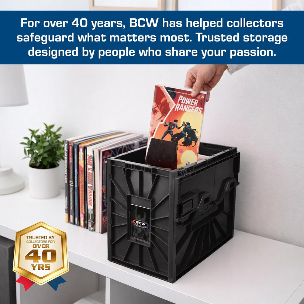 BCW Short Comic Book Bin, Holds 150 Comics Each, Black, 10 Pack