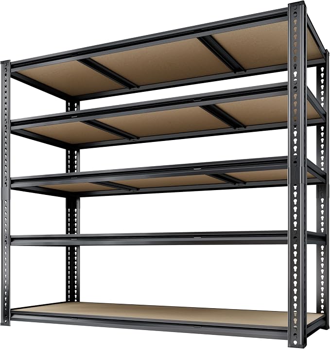 48"W Garage Shelving, 3050LBS Storage Shelves Heavy Duty, 5 Tier Metal S...