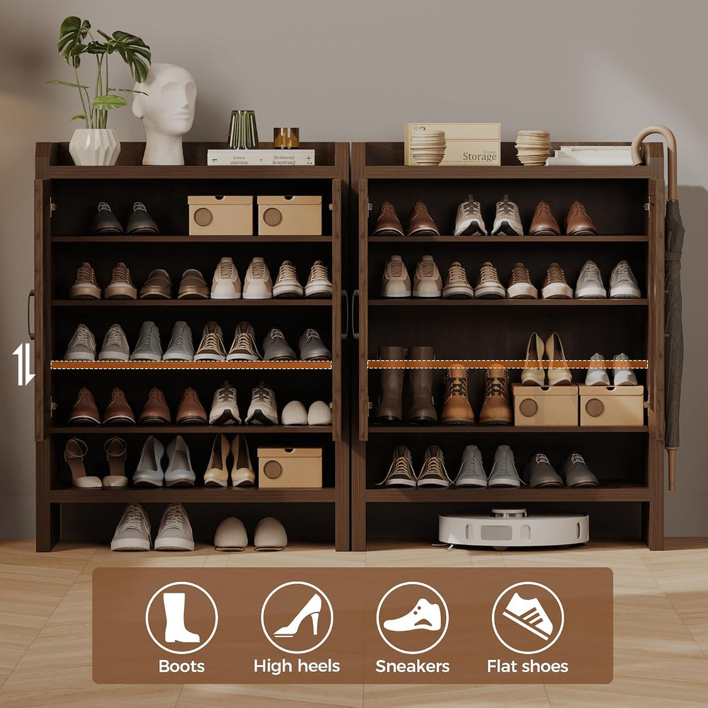 Mericonia 6-Tier Shoe Cabinet Storage for Entryway, Rattan Shoes Organizer Ca...