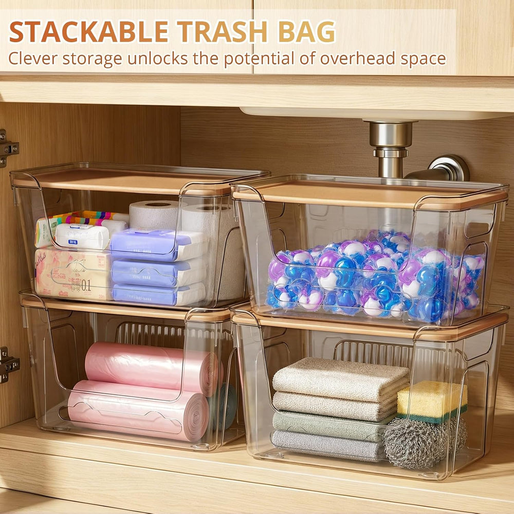 Plastic Trash Bag Dispenser with Lids, Stackable, 4Pack, 4XL