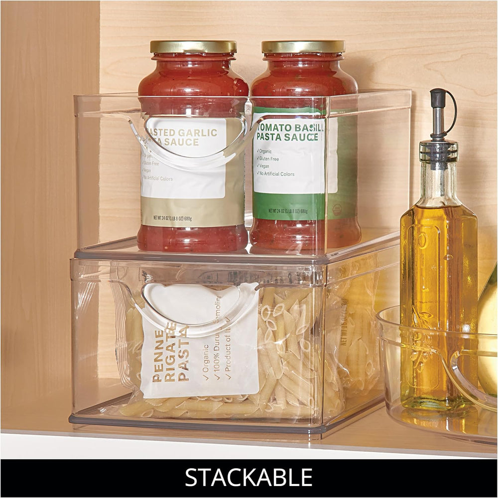 iDesign Plastic Stackable Kitchen Cabinet Storage Bin with Handles - Clear Pa...
