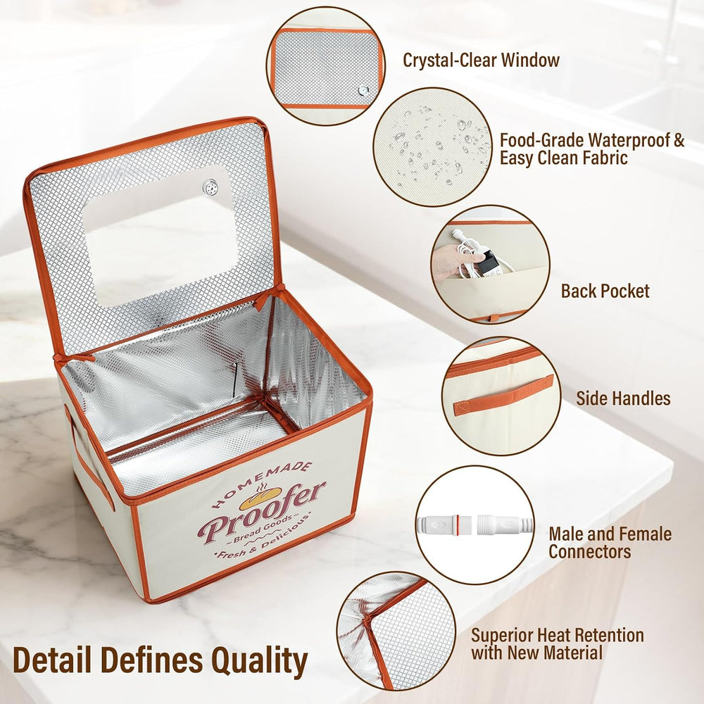 Foldable Bread Proofing Box, JOCXSPI 4-Sided Heating Dough Proofer for Sourdo...