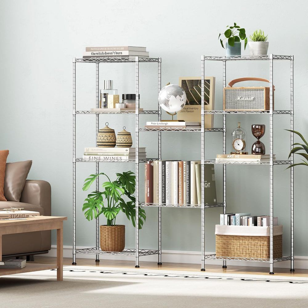 HOMEFORT 5-Shelving Unit, Adjustable Wire Shelving, Metal Wire Shelf Rack Org...