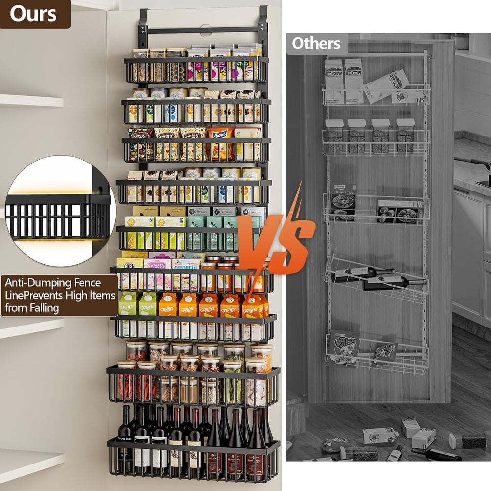 POKIPO 9 Tier Over The Door Pantry Organizer, 2 in 1 Wall Mount or Hanging Sp...