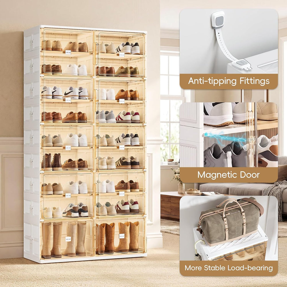 JEKO&JEKO 9 Tiers Foldable Boot and Shoe Storage Rack Cabinet for Closet ...