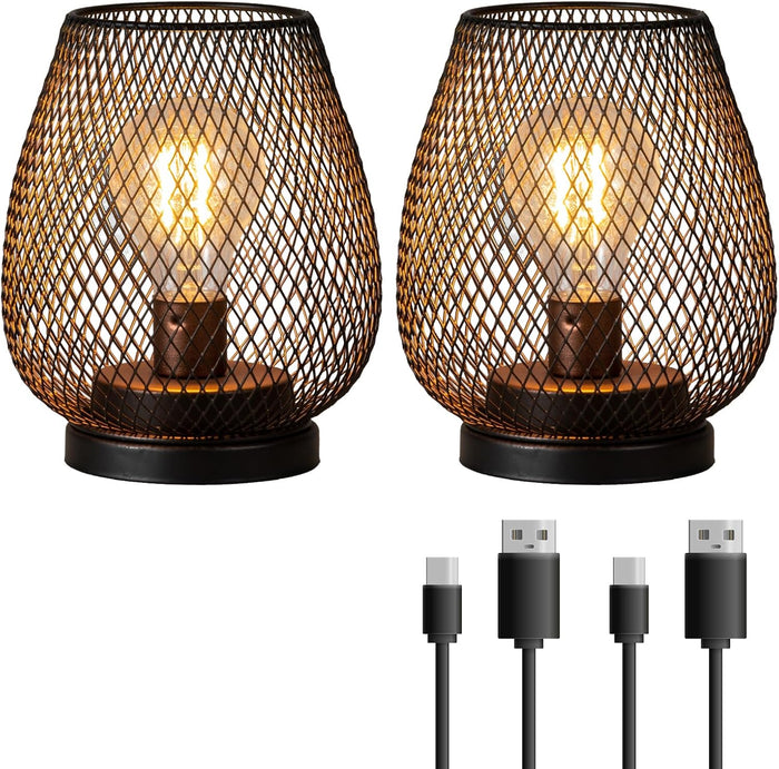 NEEDOMO 2 Pack Rechargeable Lamp Outdoor Table Lantern, Cordless Table Lantern with Timer Mode, Vintage Decorative Lights Cordless Lamp Indoor Outdoor Patio Bedroom Living Room with LED Bulb