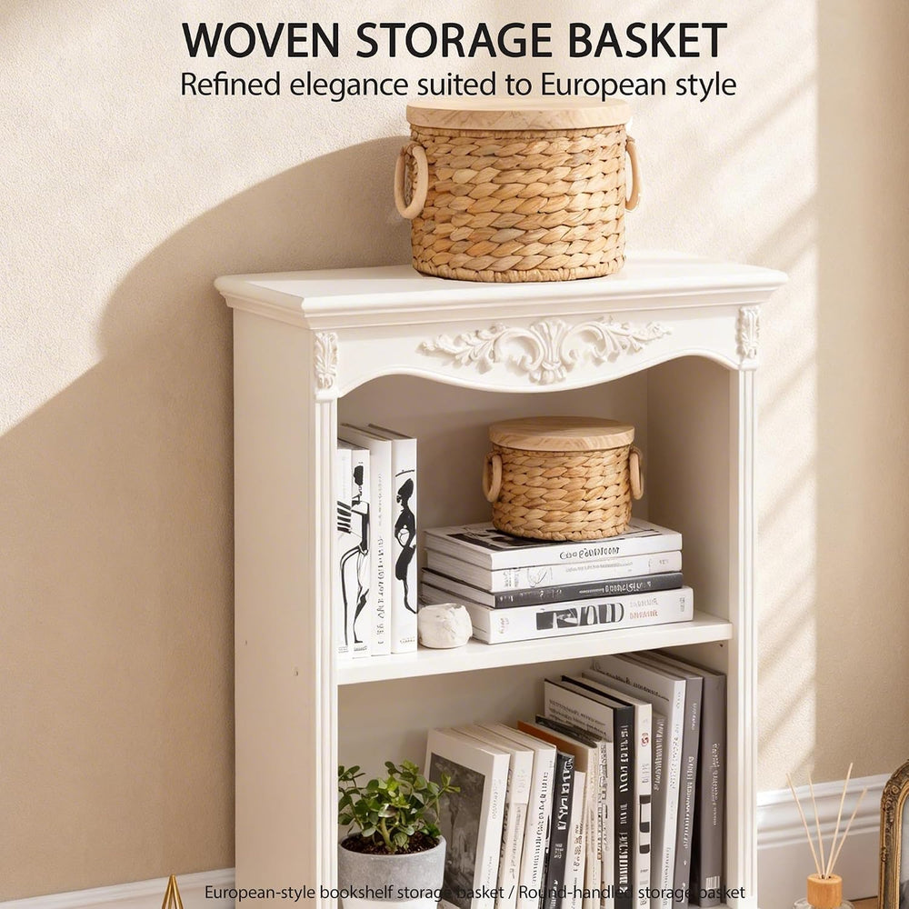 Woven Water Hyacinth Storage Basket Set of 2 with Lids