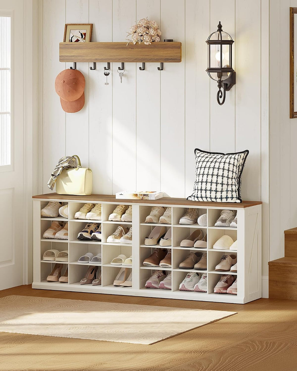 Hzuaneri Shoe Storage Bench, Wooden Entryway Shoe Benches with Cubby