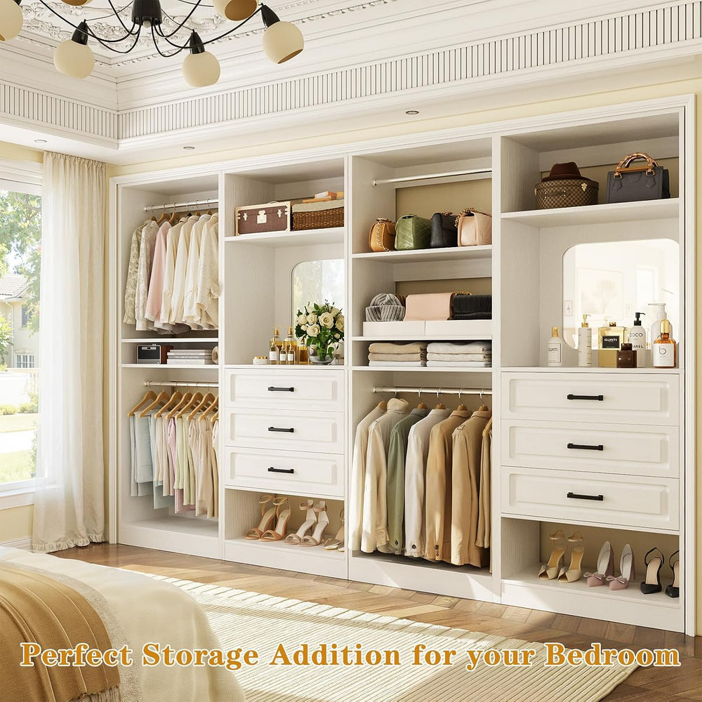 Unikito Closet System, 100" Closet Organizer with Drawers & Mirrors,...