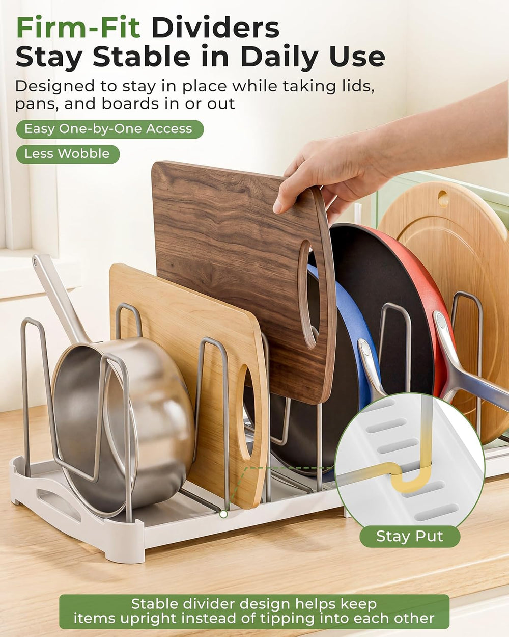EVERIE Adjustable Cabinet Organizer for Pot Lids, Bakeware, Cookie Sheets &am...