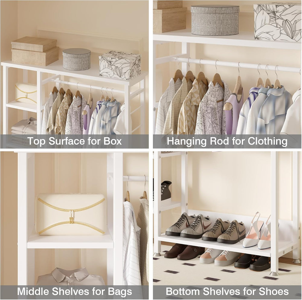 VECELO Open Garment Clothing Rack, Free-Standing Heavy Duty Storage Closet wi...