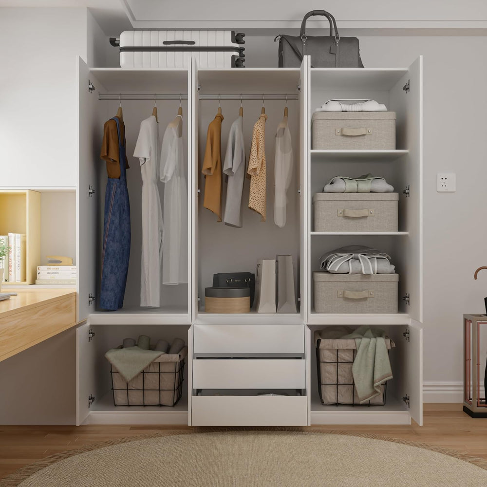 Mekminop Large Armoire Wardrobe Closet with Drawers and Shelves, White Bedroo...
