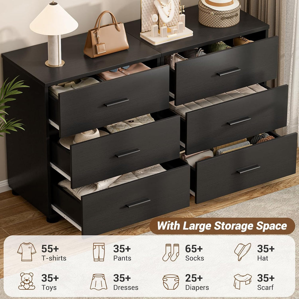Aheaplus Closet Drawers Set of 2, Wood Closet Organizers and Storage, Balck