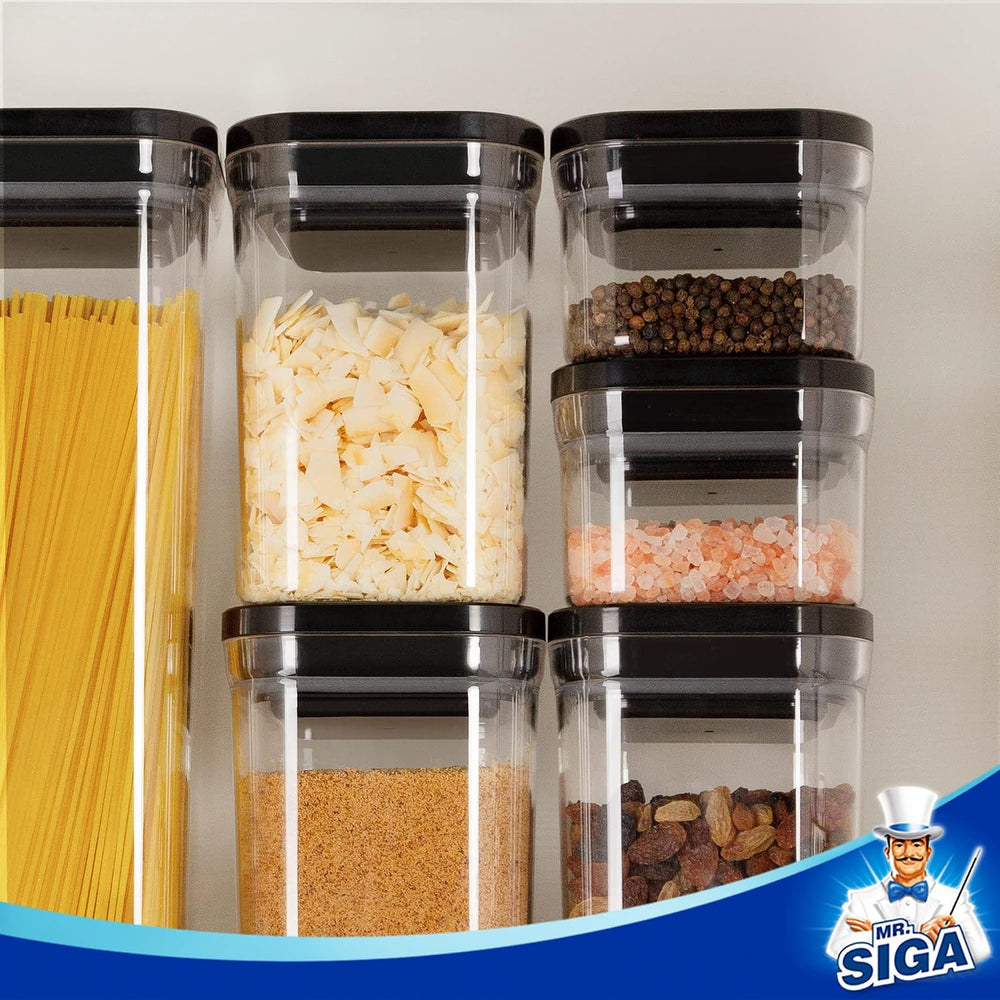 MR.SIGA 6 Piece Airtight Food Storage Container Set for Pantry Organization