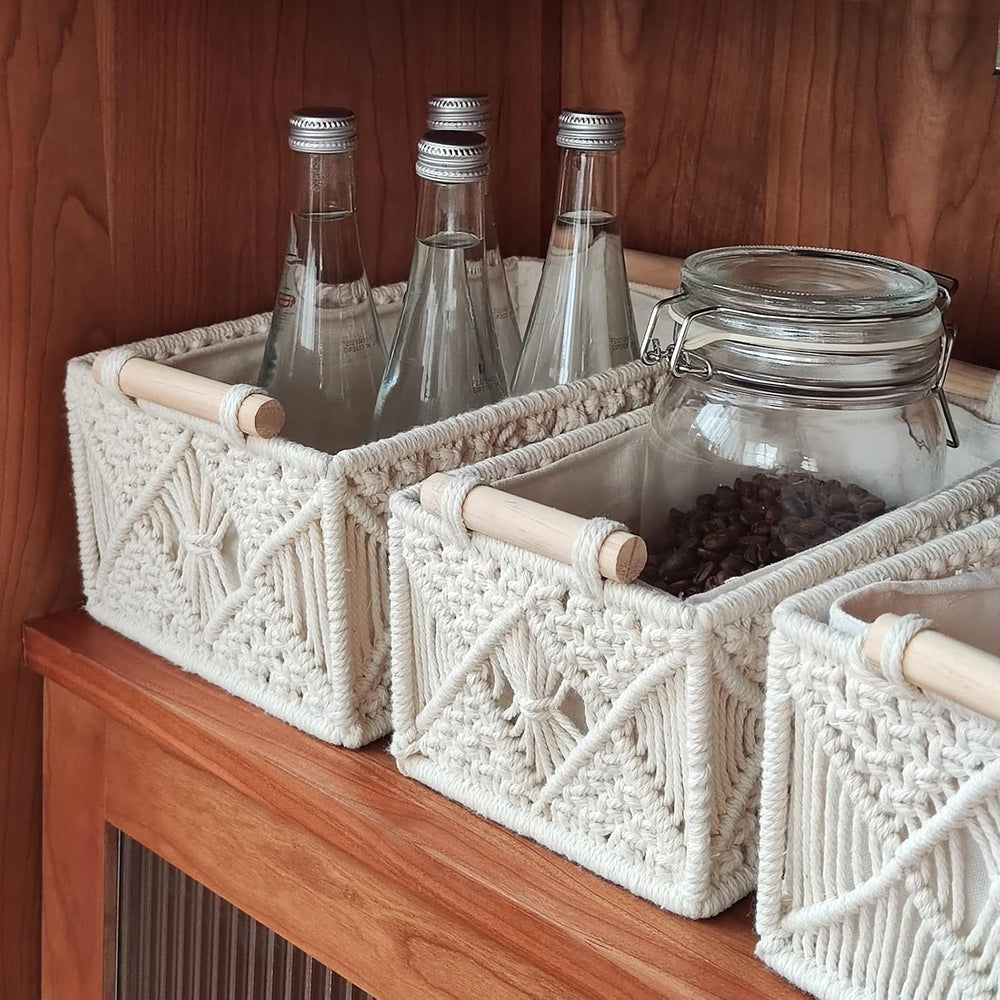 ANMINY 5PCS Macrame Storage Baskets for Organizing Boho Decor Baskets Storage...