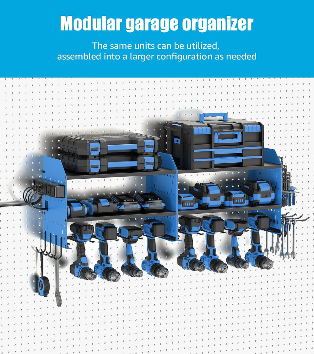 CCCEI Modular Power Tool Organizer Wall Mount with Charging, Blue, 1 Pack