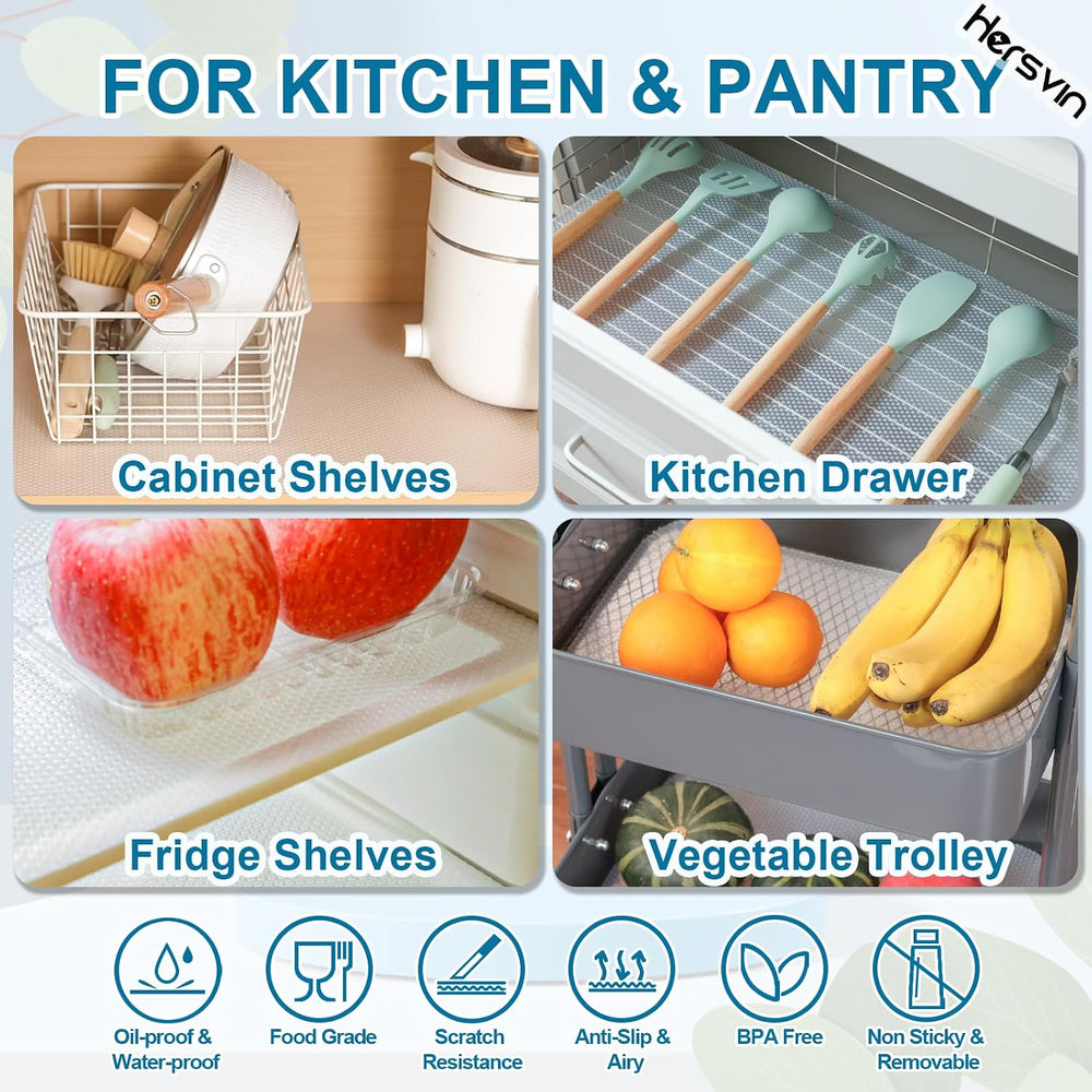 Hersvin Shelf Liner, 26 in x20 ft Non-Adhesive Drawer Liners EVA Kitchen Cupb...