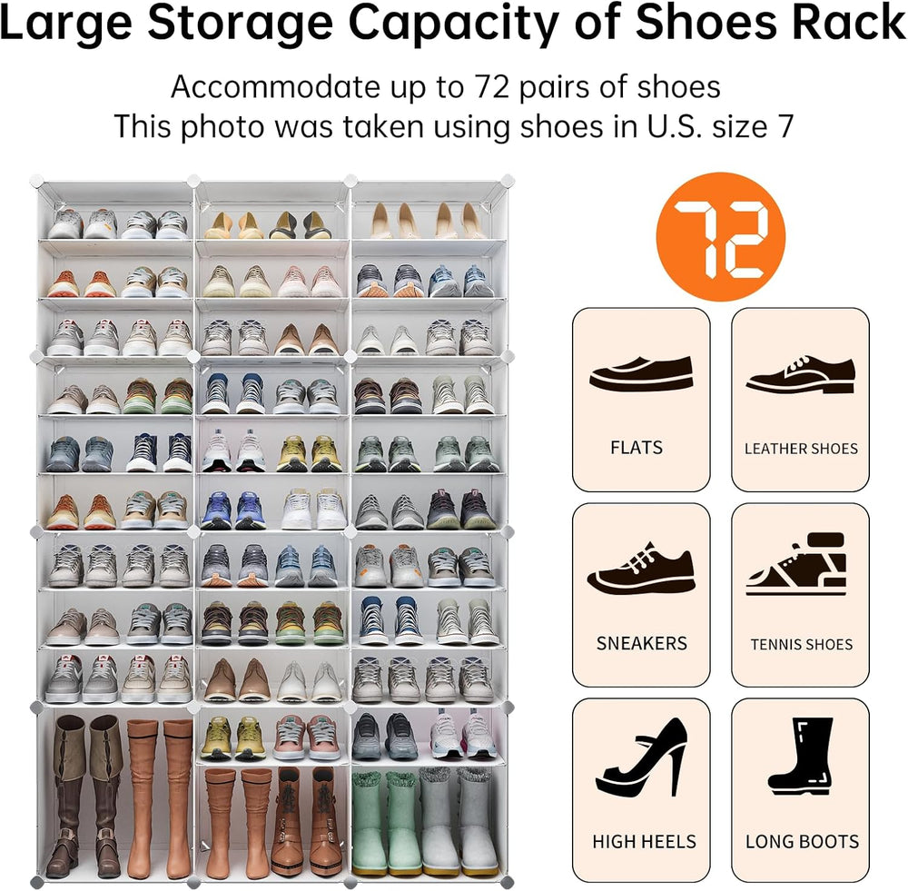 MAGINELS 72 Pairs Shoe Rack Organizer,Shoes Storage Cabinet,Shoe Closet Stora...