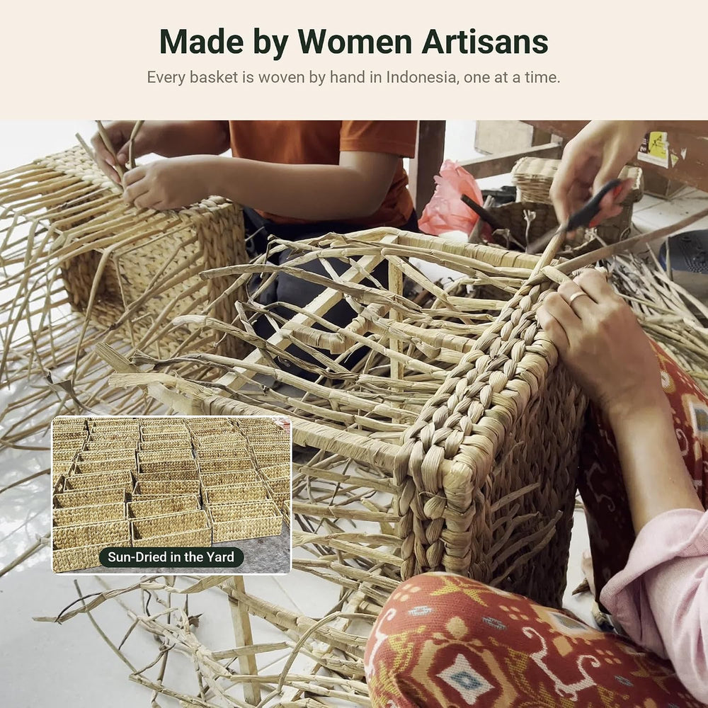 Wicker Storage Baskets with Handles, 2 Pack, 12" x 7" x 6" | T...