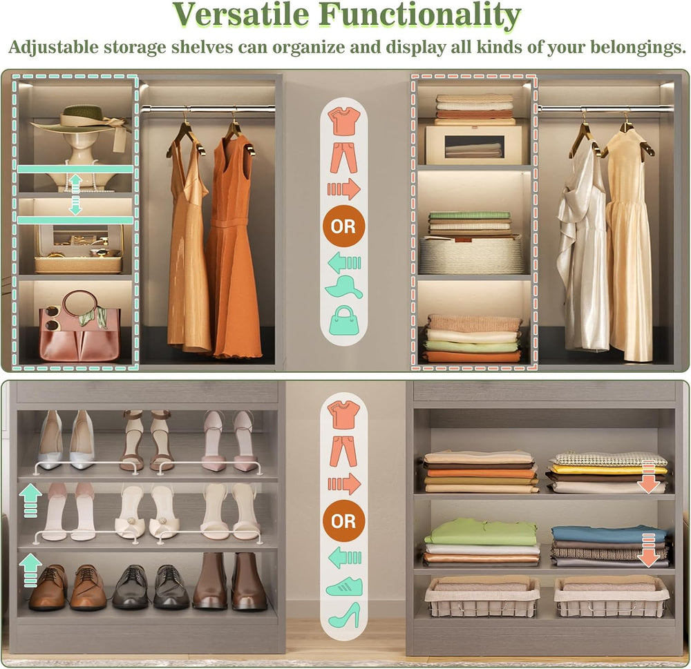 Besiost Closet System, 112"/9.3 FT Closet Organizer System with 8 Drawer...