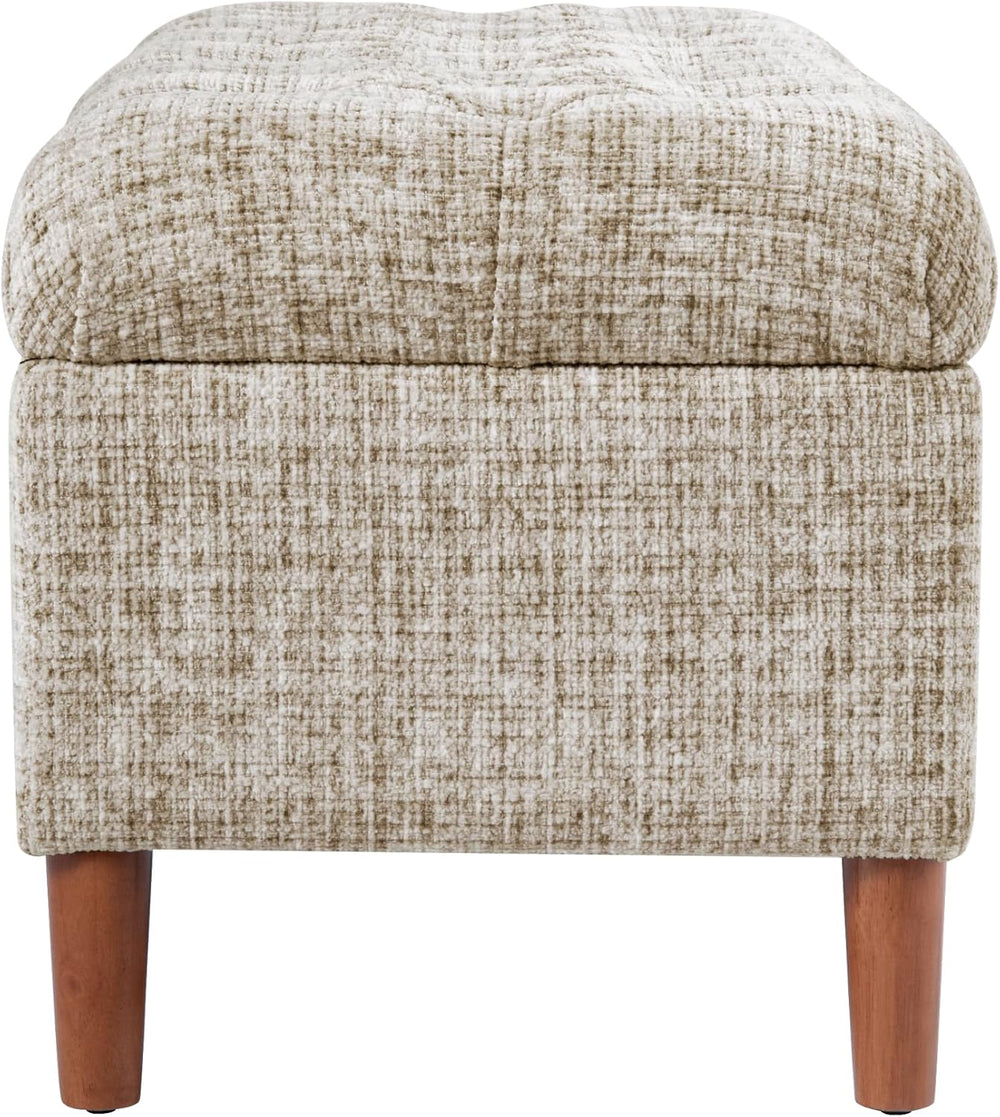 HomePop 40" Ainsley Button Tufted Storage Bench - Cream Textural Woven