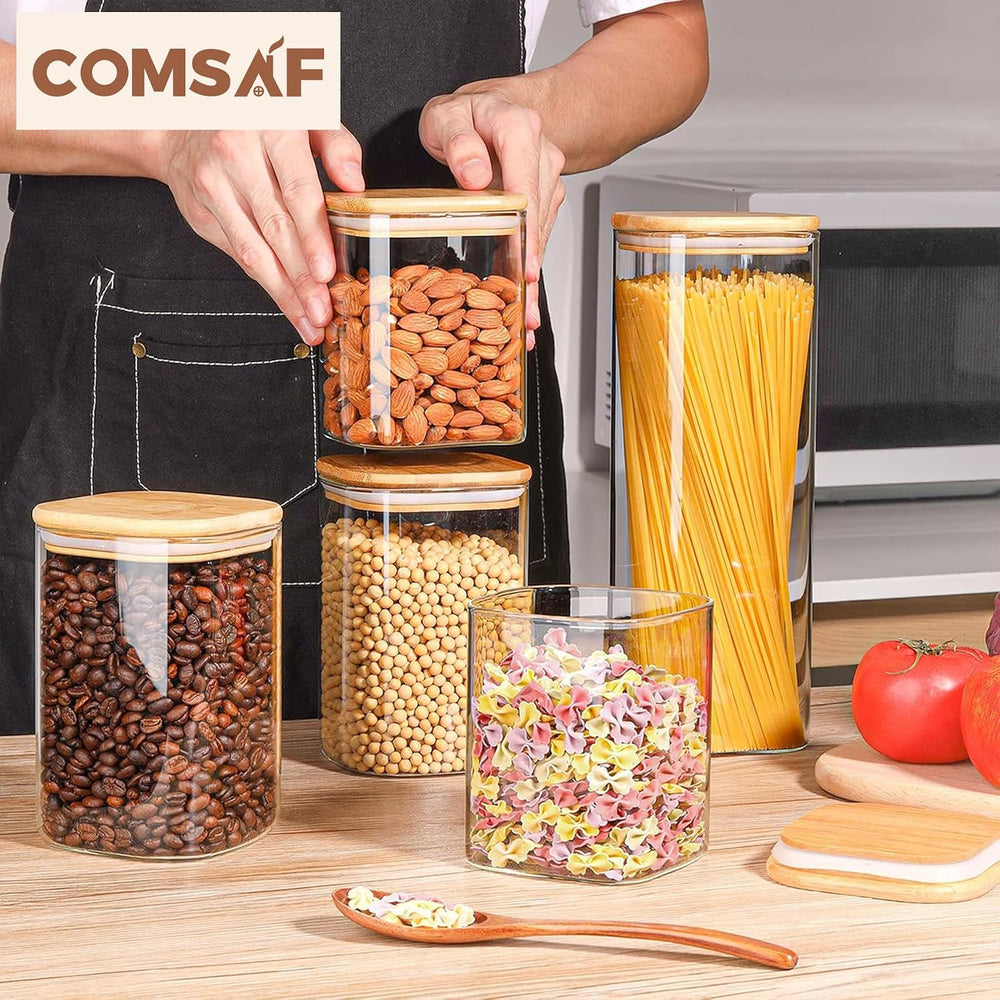 ComSaf Glass Storage Containers Set of 6 (2.2Qt/1.2Qt/0.8Qt/0.6Qt*3)