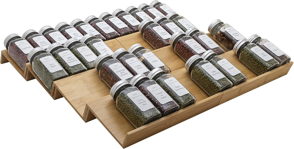 Bamboo Spice Rack Drawer Organizer - 8 Pieces Set- 10" Wide Per Piece - ...