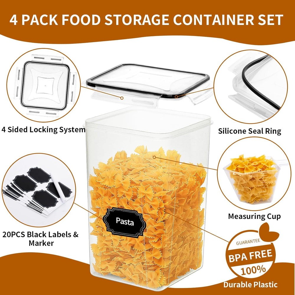 HKJ Chef 4 Pack Extra Large Airtight Food Storage Containers with Lids (6.5L ...