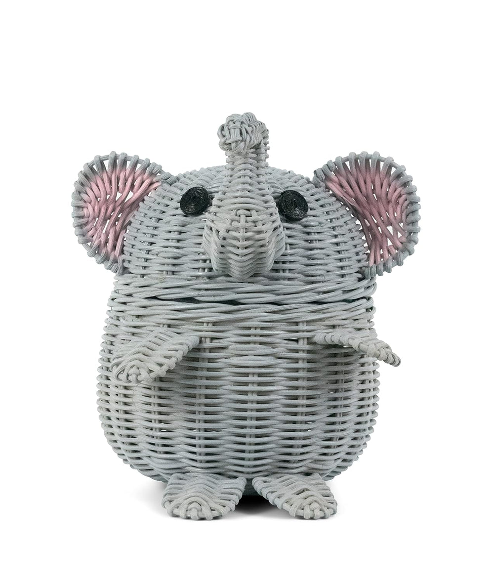 G6 COLLECTION Elephant Rattan Storage Basket With Lid Decorative Home Decor H...