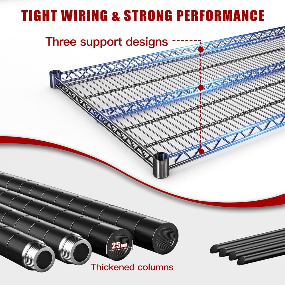 5 Tier Wire Shelving 2 Pack | 55”W Storage Shelves Heavy Duty | Rolling Wire ...