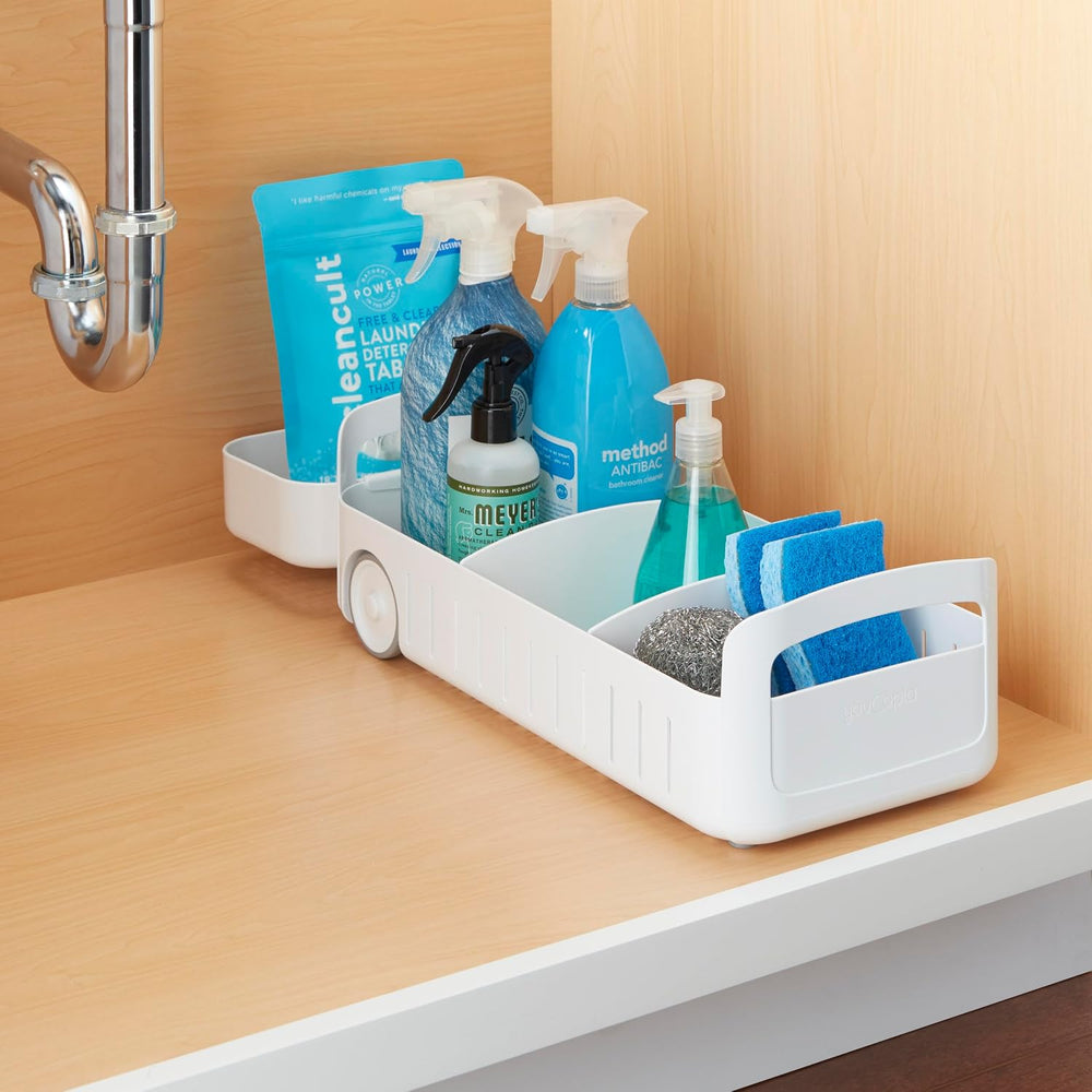 YouCopia RollOut Caddy Rolling Storage Bin with 2 Adjustable Dividers and Rem...