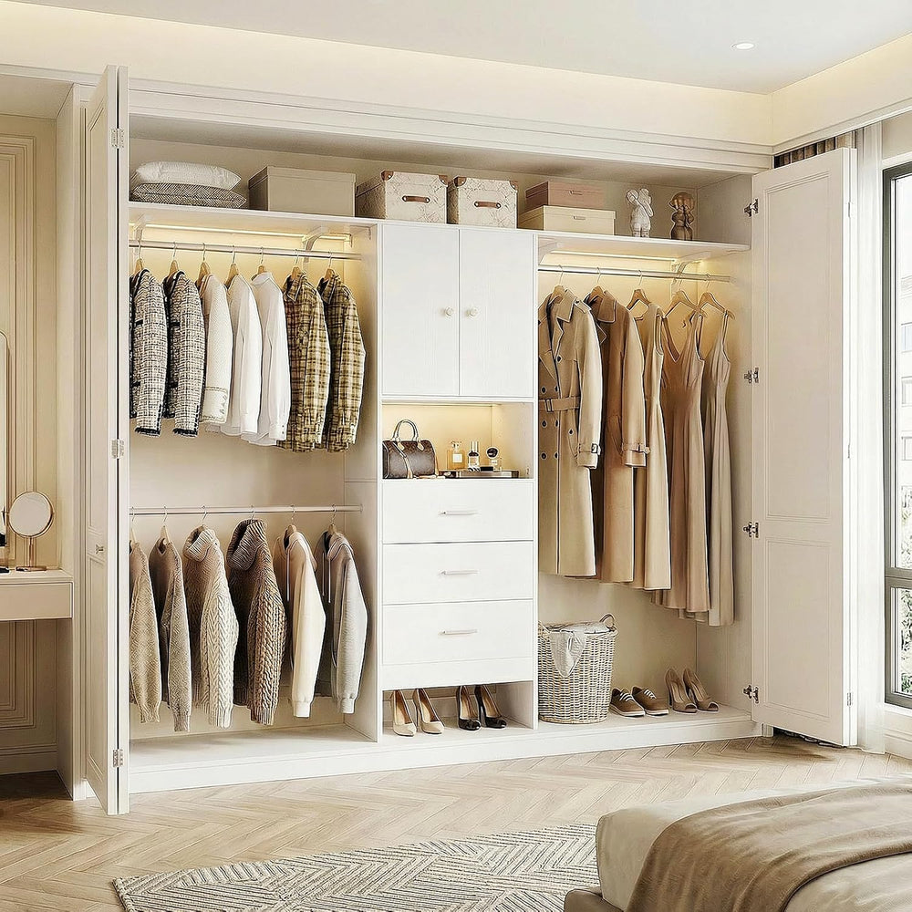 iSunirm 120" Heavy Duty Closet System with Cabinet Doors, 10FT Walk In C...