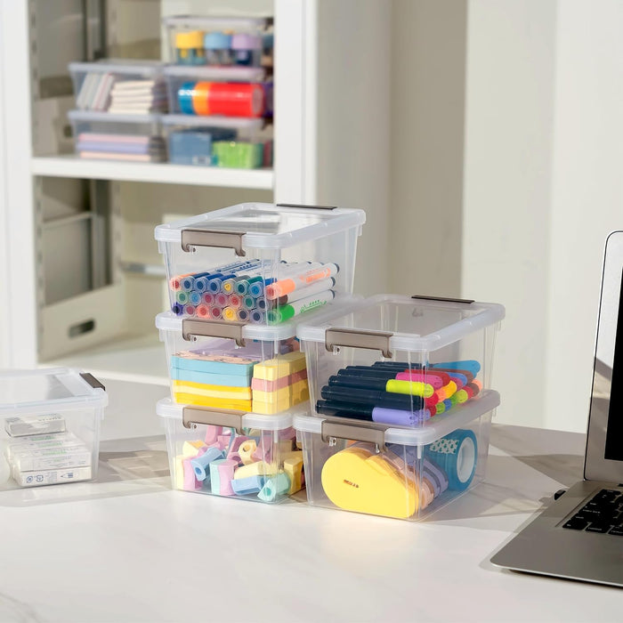 Citylife 30Packs 1.3Qt Small Storage Bins with Lids,Stackable Clear