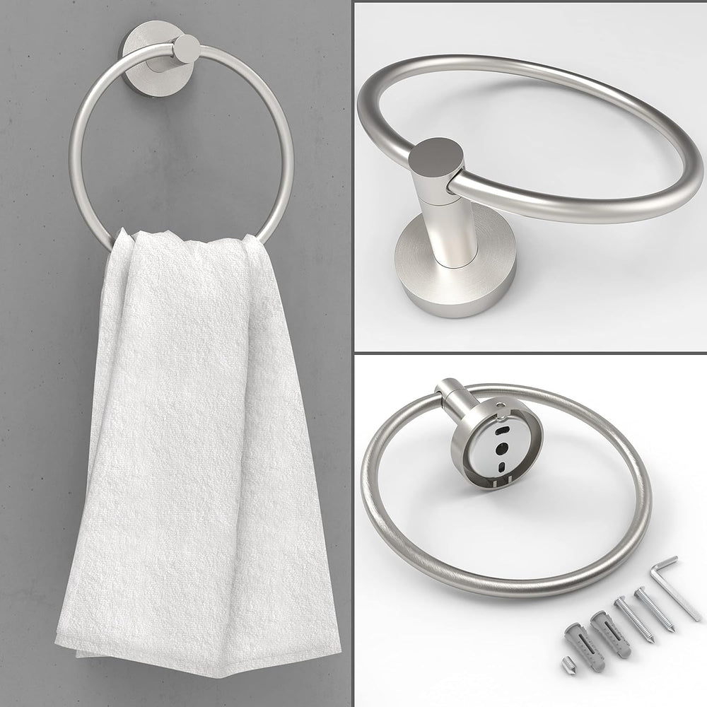 Brushed Toilet Paper Holder & Towel Ring SUS304 Stainless Steel 2pc Bathr...
