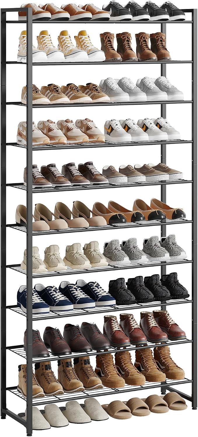 Nunsino Shoe Rack for Closet, Metal Shoe Organizer, 10 Tier Garage Shoe Rack ...