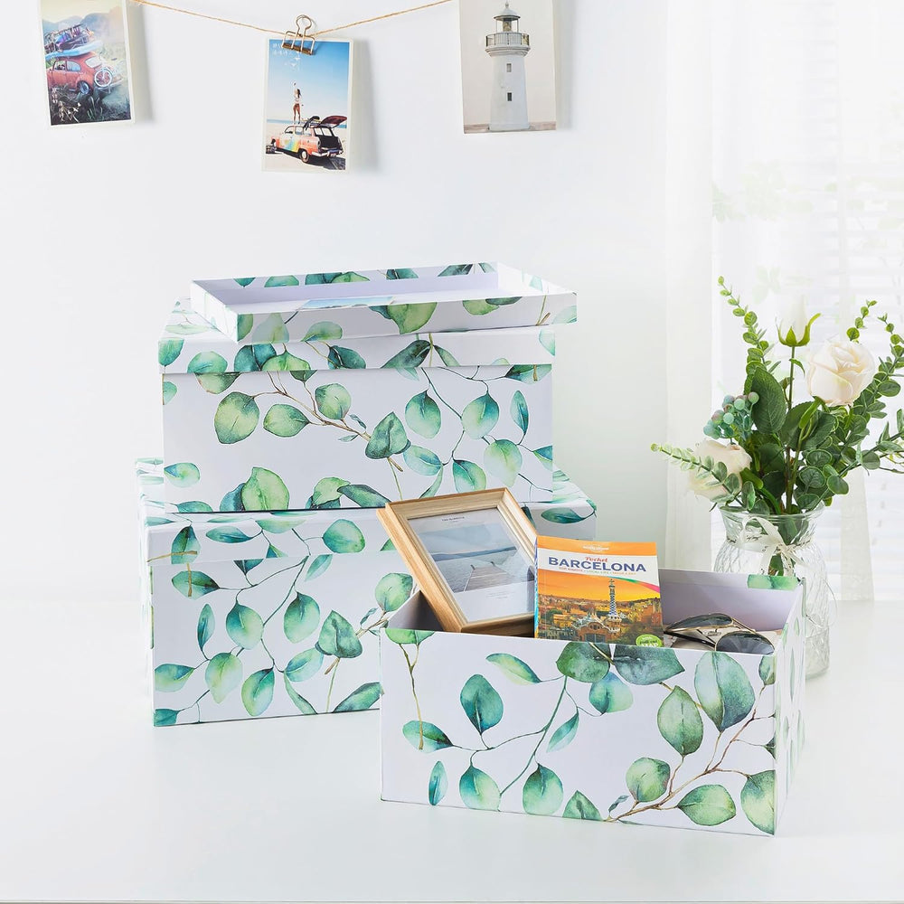 Soul & Lane - Eucalyptus Decorative Storage Boxes with Lids, Set of 3