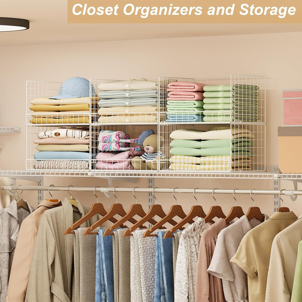 Huxitocan 6-Tier Stackable Closet Organizers and Storage Basket - Foldable Cl...