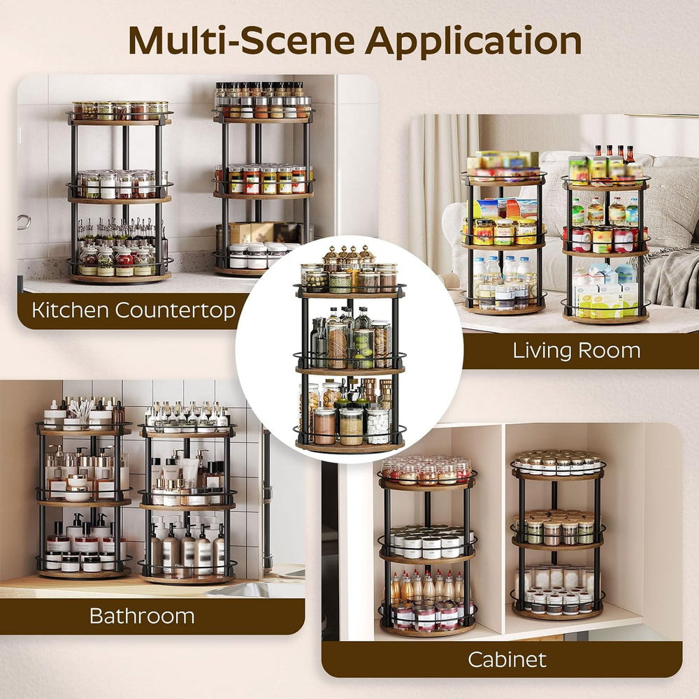 YATINEY Spice Rack, Set of 2 Lazy Susan Organizer, 3-Tier Turntable Organizer...