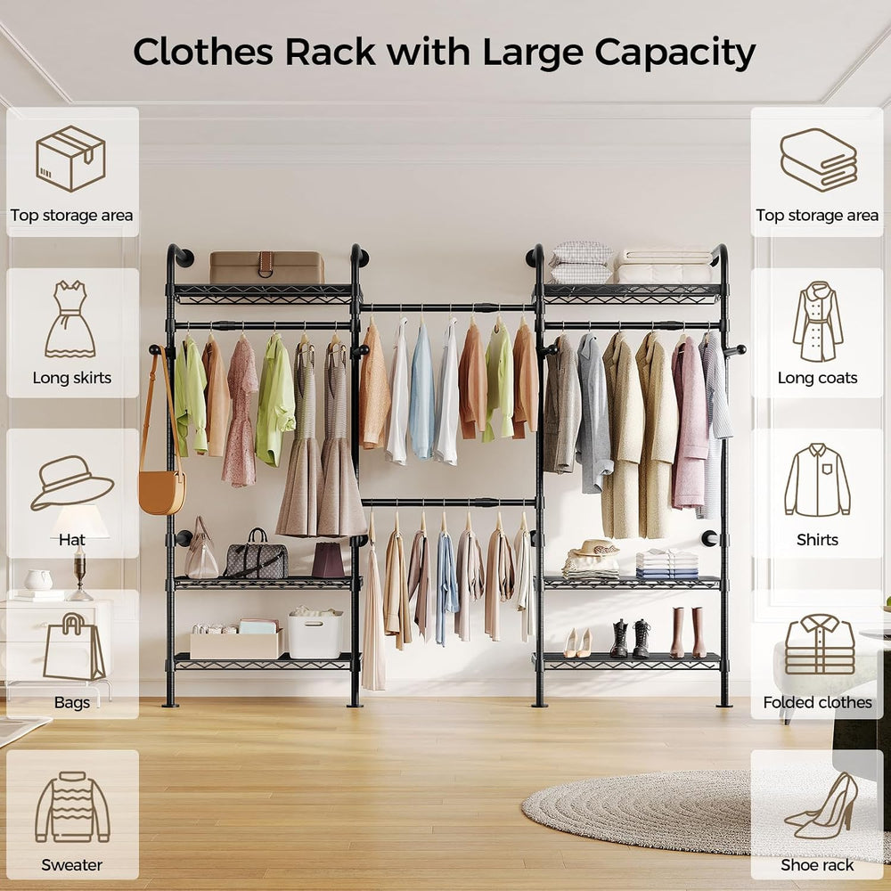 Closet Organizers and Storage, 3-Row Heavy Duty Garment Rack Clothes Rack for...
