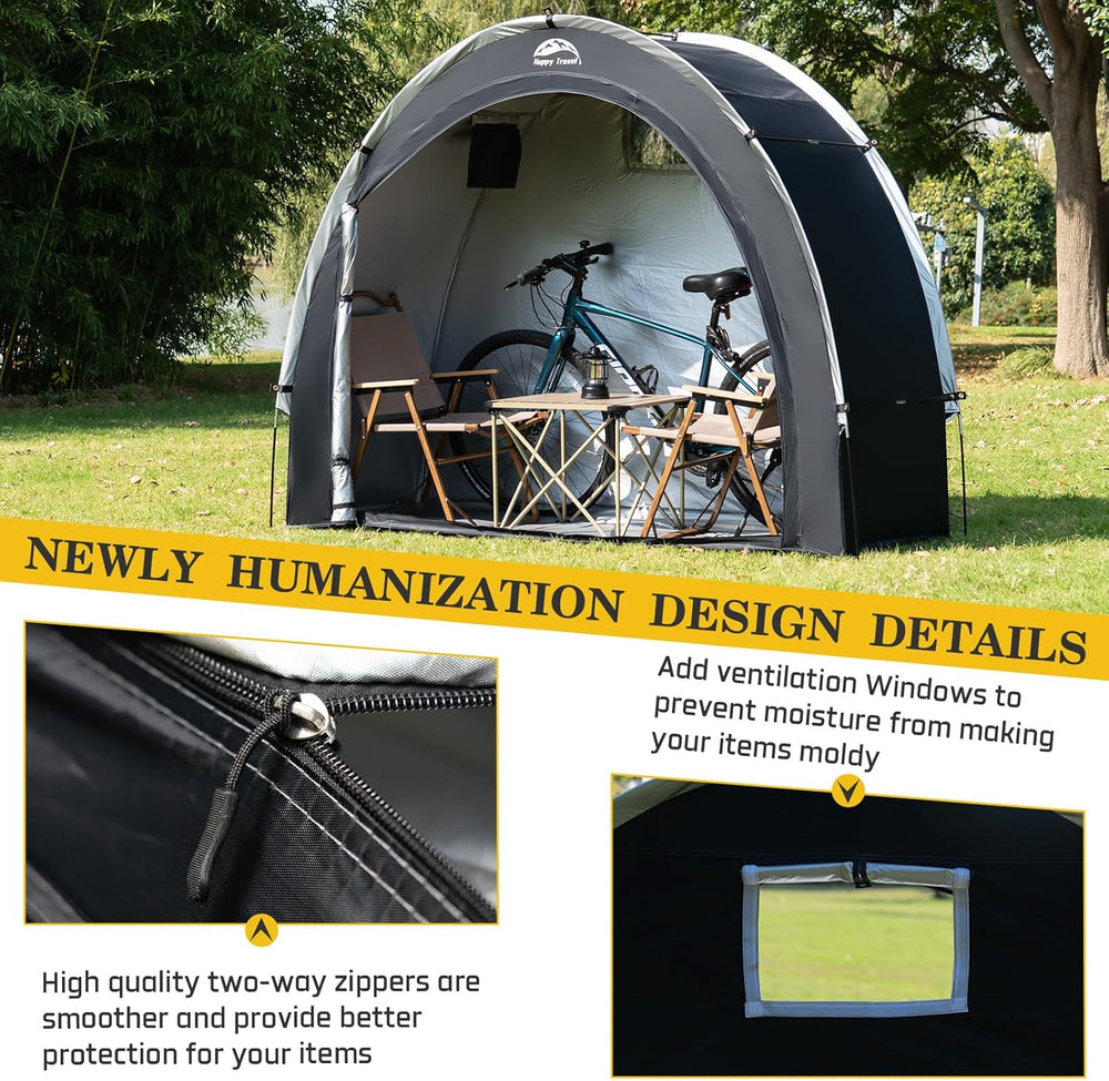 Happy Travel Bike Storage Shed Tent, Outdoor Portable Bicycle Storage Sheds