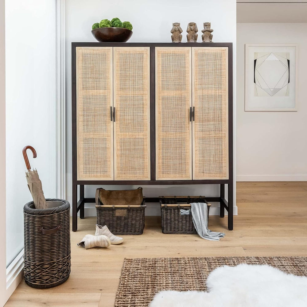 The Basket Lady Tall Narrow Wicker Storage Basket, S, Walnut Brown