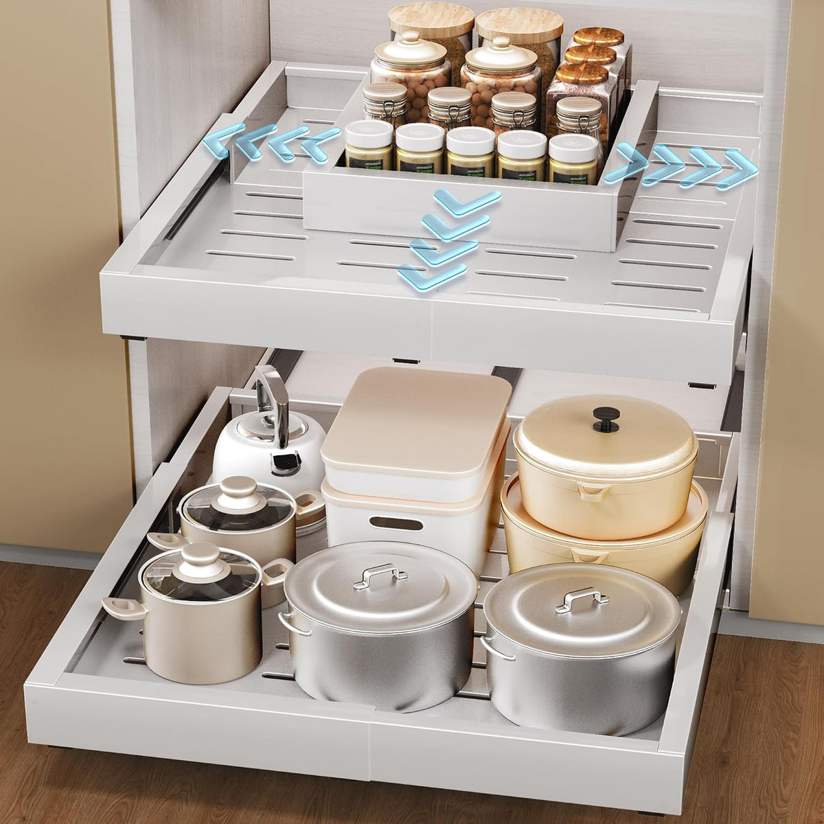 pull out cabinet organizers, width (12"-19") and depth, view 9