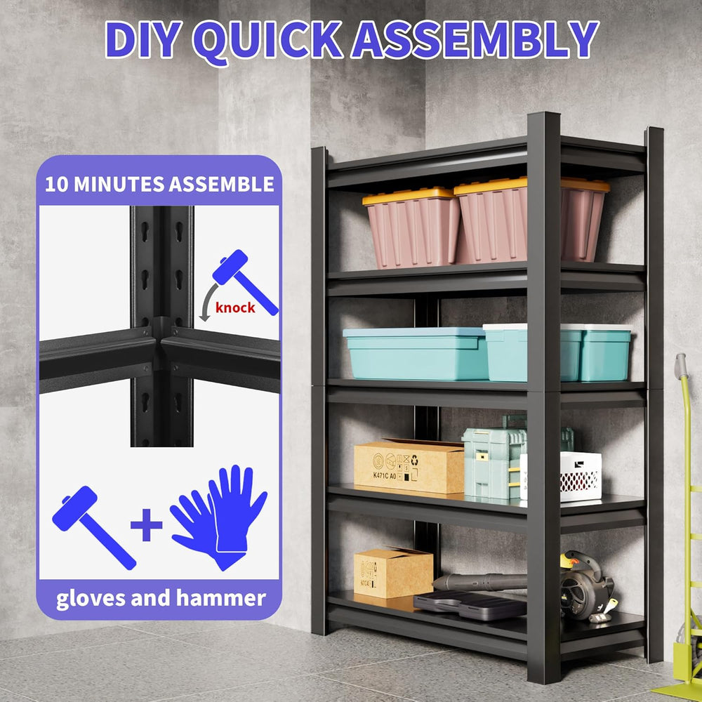 Hzdbhd 48" W Garage Shelving Unit, 5-Tier Metal Storage Shelves 2 Pack