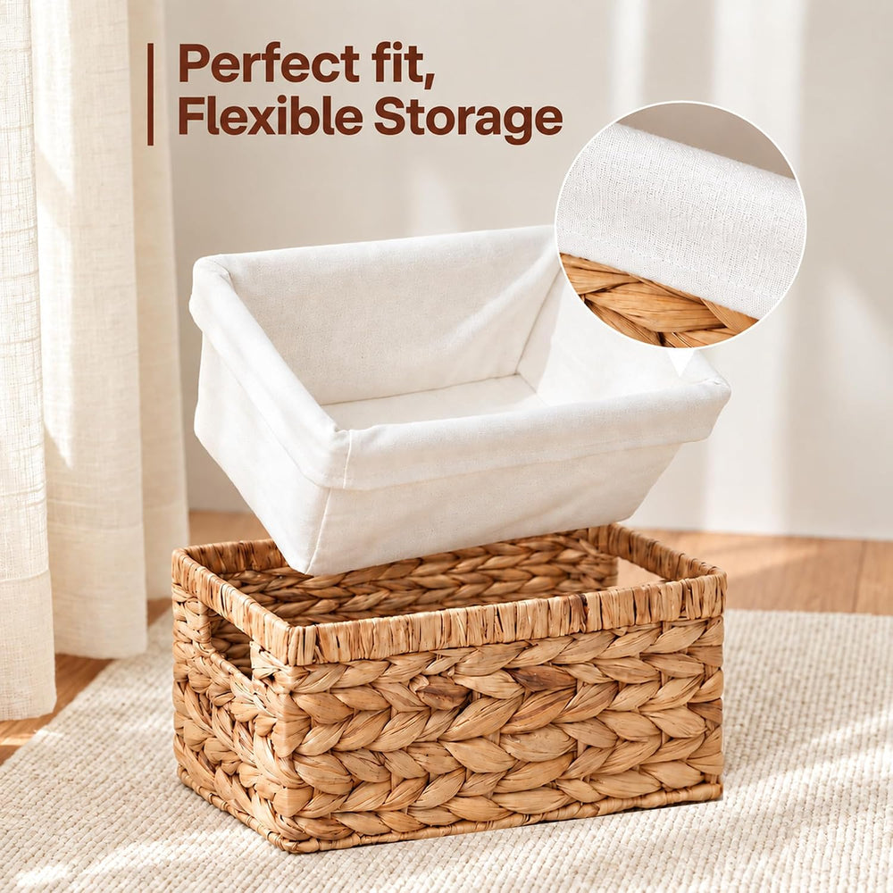 Wicker Basket, 4 Pack Wicker Storage Baskets for Shelves, Water Hyacinth