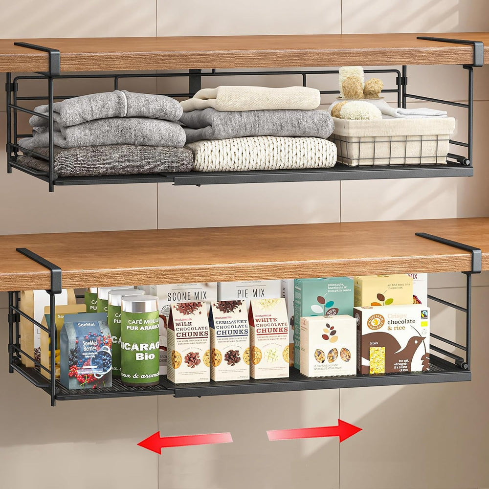 Expandable Under Cabinet Shelf, Extendable Under Shelf Storage with Removable...