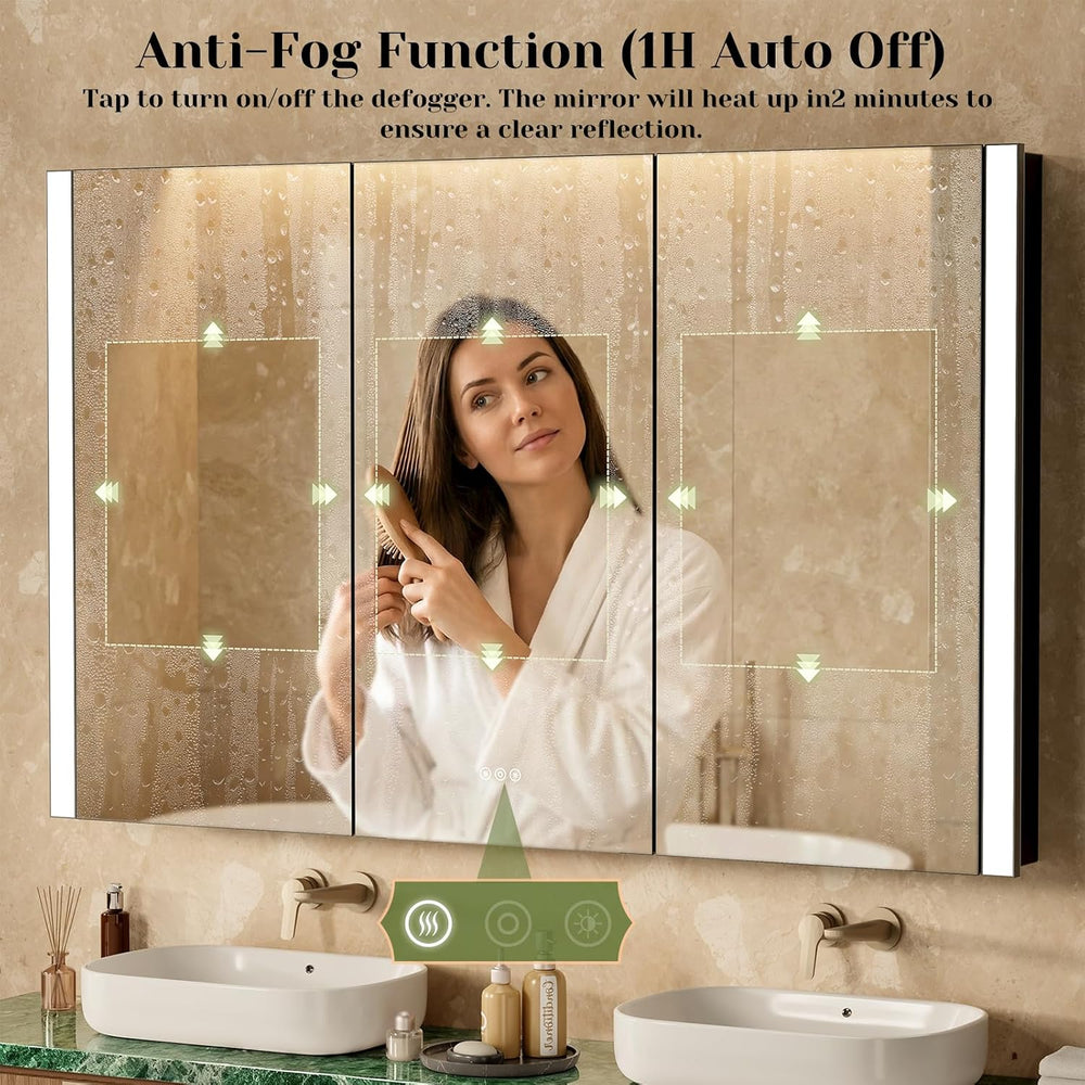 64x40 Inch Lighted Medicine Cabinet with Mirror, Recessed Medicine Cabinet Mi...